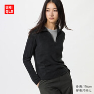 優(yōu)衣庫女裝HEATTECH彈力搖粒絨半拉鏈套頭衫/25秋冬新款479693 09 黑色 M /160/84A