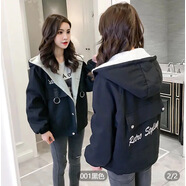 大毛領(lǐng)牛仔外套女短款2025冬季韓國新款百搭寬松加絨加厚棉衣棉服 001黑 M