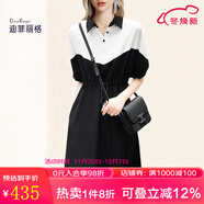 迪菲麗格歐美氣質(zhì)高級感連衣裙2025春季新款收腰顯瘦名媛拼色裙子 圖片色 L