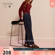 三彩2025冬季新款磨毛牛仔褲休閑直筒褲九分褲簡約顯瘦M 深海藍(lán) S 155/64A 155/64A