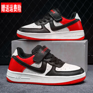 LI NING李寧童鞋籃球運動(dòng)鞋皮面2025秋男女款休閑時(shí)尚鴛鴦鞋aj高幫板鞋 AJ6001黑紅_送運費險試穿 28 _內長(cháng)18.2厘米