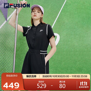 FILA FUSION斐樂(lè)潮牌女子顯瘦V領(lǐng)時(shí)尚休閑運(yùn)動(dòng)夏季連衣褲女