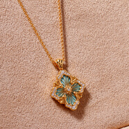 晶瑞得日韓風(fēng)格歌劇院opera項鏈珍珠母貝植物花卉圖案18K黃金吊墜鎖骨鏈 opera項鏈大號天河石帶鉆 一面帶鉆一面不帶鉆