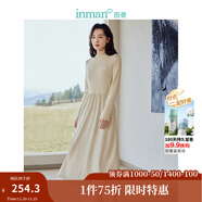 茵曼（INMAN）2025秋冬女裝新款燈芯絨連衣裙新品長(cháng)袖休閑針織禮服中長(cháng)裙子 淡香杏-18348357H1 M