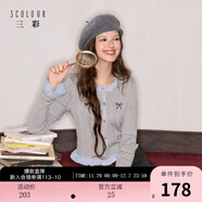 三彩獨醒2025秋季新款針織衫毛衫格紋圓領(lǐng)蝴蝶結刺繡開(kāi)衫F 花灰色 M 160/84A