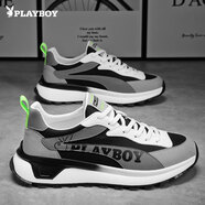 花花公子（PLAYBOY）男鞋春夏新款老爹鞋子男潮流百搭休閑時尚低幫戶外板鞋透氣運動鞋 PL182116黑灰 41