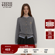 Teenie Weenie小熊秋季綿羊毛軟糯毛針織開衫簡約通勤毛衣外套女裝 深灰色 S (160)