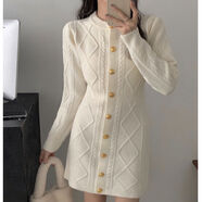 京嚴甄選杏色針織衫毛衣開(kāi)衫外搭連衣裙配大衣包臀短裙寬松秋冬外 杏色今年流行網(wǎng)紗一步裙絲絨名媛中咖色高端碎花心臟地 L L