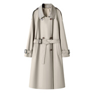 ONEDEW國際品牌中長(cháng)款風(fēng)衣外套女2025春秋季新款韓系撞色雙排扣英倫風(fēng)高 溫柔米白色[高品質(zhì)包郵] XS[建議100斤內小個(gè)子] 均碼