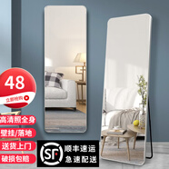 初學(xué)者 穿衣鏡 全身落地鏡試衣鏡家用防爆壁掛衣帽間鋁合金網(wǎng)紅大鏡子 優(yōu)雅白155*45【壁掛+落地】