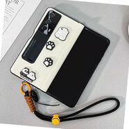 原奘適用榮耀MagicVs2折疊屏手機殼V2VS中軸新款殼膜一體支架女保護套 鉸鏈全包[殼膜一體丨金屬皮白色荔枝紋+手提繩 榮耀Magic s2