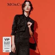 MO&Co.春秋設計感不規則破洞黑色牛仔背帶裙連衣裙摩安珂 牛仔黑色 XS /155