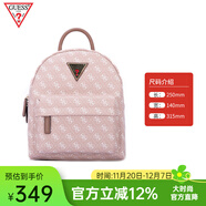 GUESS時(shí)尚百搭女包通勤休閑書(shū)包粉色背包簡(jiǎn)約精致印花雙肩包旅行包 卡布玫瑰