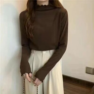 獅立頓德絨半高領(lǐng)木耳邊打底衫女內(nèi)搭秋冬2025新款長(zhǎng)袖T恤加絨保暖上衣 咖啡【德絨】木耳邊 均碼 【80-130斤】