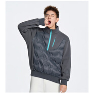 艾萊依（ERAL）秋冬季連帽90鴨絨服衛衣T恤男寬松韓版保暖男女潮流帥氣外衣 灰色立領(lǐng)5736 M