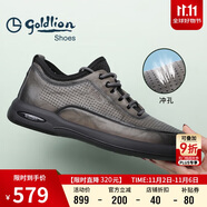 金利來（Goldlion）男鞋男士沖孔涼鞋透氣舒適耐磨休閑皮鞋G506230114RRD灰色39碼