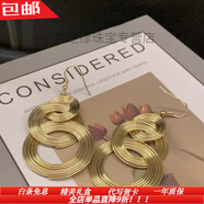 詩(shī)筠（SHIJUN）女士長(cháng)款吊墜耳環(huán)夸張歐美時(shí)尚街拍簡(jiǎn)約百搭耳飾個(gè)性潮人耳墜氣質(zhì) A537歐美夸張圓圈耳鉤-金色