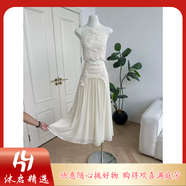 柒月末盧浮幻境優(yōu)雅甜美精致睫毛蕾絲上衣+長(cháng)裙套裝女 梔子 XXS XS