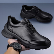 古卡頓（GUKADUN）男鞋新款運動(dòng)鞋輕便跑步鞋子男秋冬季旅游鞋男士休閑波鞋 黑色 皮鞋碼數 42