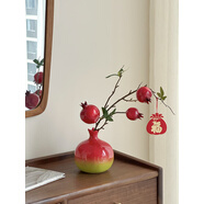 卜鄰花瓶擺件客廳輕奢高級感餐桌花帶瓶創(chuàng  )意精致北歐風(fēng)花瓶石榴陶瓷新 石榴花瓶+1支3頭石榴+文字掛件一