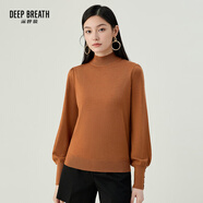 深呼吸DEEP BREATH女裝金屬扣可機(jī)洗純羊毛針織衫女A301328 駝 XS (1)