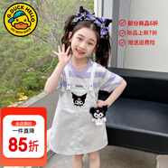 G.DUCKKIDS童裝女童裙子夏季新款卡通兒童公主裙庫洛米假兩件背帶牛仔連衣裙 紫色 120 (建議身高110cm  6-7歲)cm