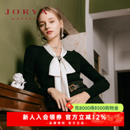 卓雅周末（JORYA weekend）安妮公主系列|23春季新款蝴蝶結珠飾修身長(cháng)袖羊毛針織衫EJWCCM16 黑色-預售7天 S -預售7天