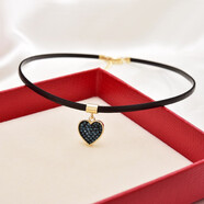 海雯妮 飾品愛(ài)心脖頸鏈女項鏈短款鎖骨鏈性感項圈頸帶韓版個(gè)性百搭配飾 深藍色