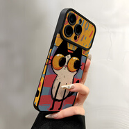 朝途（ZhaoTu）適用iPhone蘋(píng)果17promax手機殼Xr/14plus/11pro皮紋14皮質(zhì)15pro男 01仿羊皮-Y923可愛(ài)怪誕小貓【鏡頭全包無(wú)帶鏡頭 蘋(píng)果15