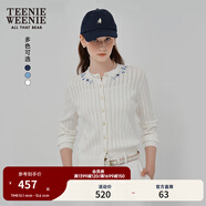 Teenie Weenie小熊女裝針織開(kāi)衫2025秋季新款水洗復古絞花田園毛衣 象牙白 M