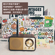 漫步者（EDIFIER）同款藍牙音響覆古木質(zhì)高顏值低音炮桌面無(wú)線(xiàn)音箱收音機插卡的生日禮物 升級胡桃木[涂鴉手工禮物包裝]贈