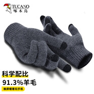 啄木鳥(niǎo)（TUCANO）羊毛手套男秋冬季觸屏?xí)r尚防寒保暖舒適針織毛線加厚騎行開(kāi)車手套