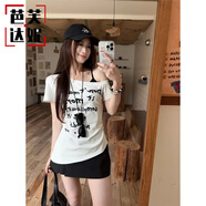 芭芙達妮純棉斜領(lǐng)短袖T恤女裝夏季風(fēng)修身顯瘦不規則設計感露肩上衣潮 白色 M 建議90-100斤