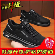 鱷魚(yú)恤男鞋2026新款冬季一腳蹬工作上班休閑平板鞋防滑耐磨軟底運動(dòng)潮鞋 黑色升級款 39