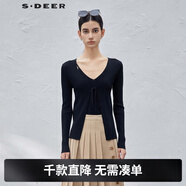 S.DEER圣迪奧女裝簡(jiǎn)約系帶修身吊帶兩件針織衫S23383508 黑色/91 S 160