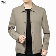 七匹狼（SEPTWOLVES）官艦店中年男士外套40-50歲翻領(lǐng)休閑爸爸春季薄款男裝中老年夾克 【贈送棉襪】卡其色_ww_8805款 3XL 190-