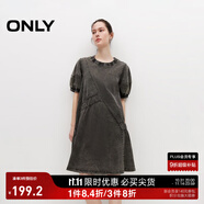 ONLY夏季時尚休閑泡泡袖寬松短裙連衣裙女|124207018 E52 錫镴灰色 L 170/88A