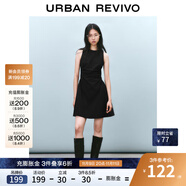 UR2025春季新款女摩登氣質褶皺收腰顯瘦無袖連衣裙UYY750030 黑色 S