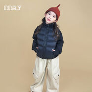 貝貝豆丁女童羽絨服校服神器2025新款兒童時(shí)髦秋冬裝男寶寶外套 黑色羽絨服 100 100cm