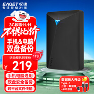 憶捷（EAGET）移動硬盤 1TB 雙盤備份 USB3.0 G20CPRO 2.5英寸 外接外置存儲數(shù)據(jù)照片 高速傳輸防震 黑色
