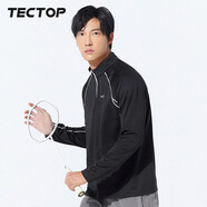 探拓（TECTOP）男女戶外運(yùn)動(dòng)長袖 跑步騎行透氣T恤 男款黑色 S