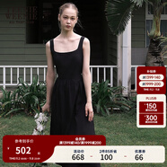 Teenie Weenie小熊白色連衣裙2025夏季新款優(yōu)雅氣質(zhì)黑色法式連身裙 黑色 S