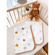 麗田嬰兒隔尿墊防水可洗大尺寸透氣姨媽墊純棉兒童寶寶戒尿不濕生理期 2件裝更劃算小棕熊+小兔子 100x150cm