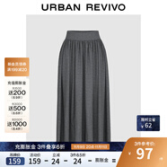 UR2025冬季新款女裝簡約休閑純色超寬松高腰A字半裙UWB550004 深灰花灰 S (XS-S)