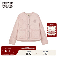 Teenie Weenie【趙露思同款】小熊女裝舒適輕薄短款弧形圓領(lǐng)羽絨服 粉色 S (160)
