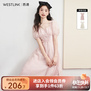 西遇法式連衣裙女2025年夏季新款方領(lǐng)收腰中長(cháng)款茶歇溫柔系公主裙 粉色 XL