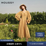 moussy 【劉亦菲同款】南法度假風(fēng)碎花浪漫優(yōu)雅連衣裙028ISX33-3711 070米色 S