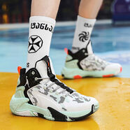 金貝勒籃球鞋男鞋2025夏季新款透氣運動(dòng)鞋學(xué)生高筒耐磨防滑實(shí)戰球鞋 6808白色腳寬腳胖加大一碼拍 36 36運動(dòng)鞋標準碼