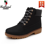 西域駱駝秋冬加絨高幫馬丁靴女46大碼學(xué)生短靴男情侶英倫大黃靴保暖棉鞋潮 黑色單鞋 偏大一碼 37 女鞋