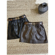 NYIG高腰A字皮短裙女2026秋冬季新款加絨加厚簡(jiǎn)約百搭顯瘦外穿半身裙 黑色 S